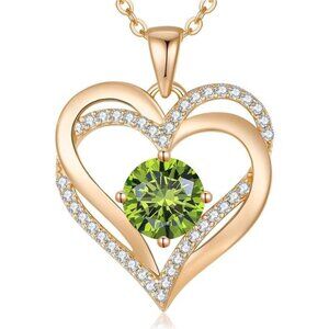 Love Heart Birthstone Necklaces for Women, Birthday Gift for Women, Anniversary